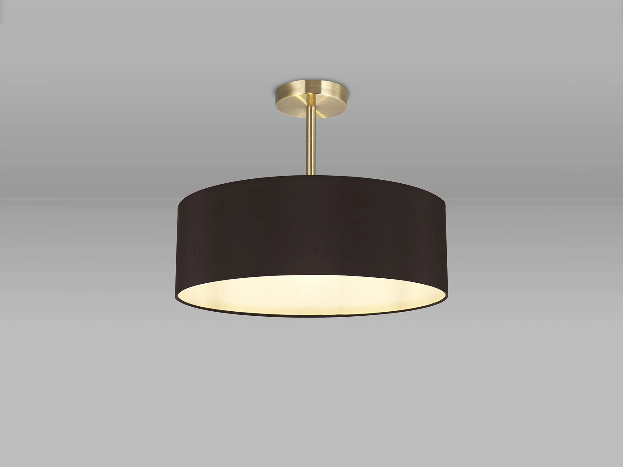 Baymont 45cm Semi Flush 3 Light Antique Brass, Black/White DK0701  Deco Baymont AB BL